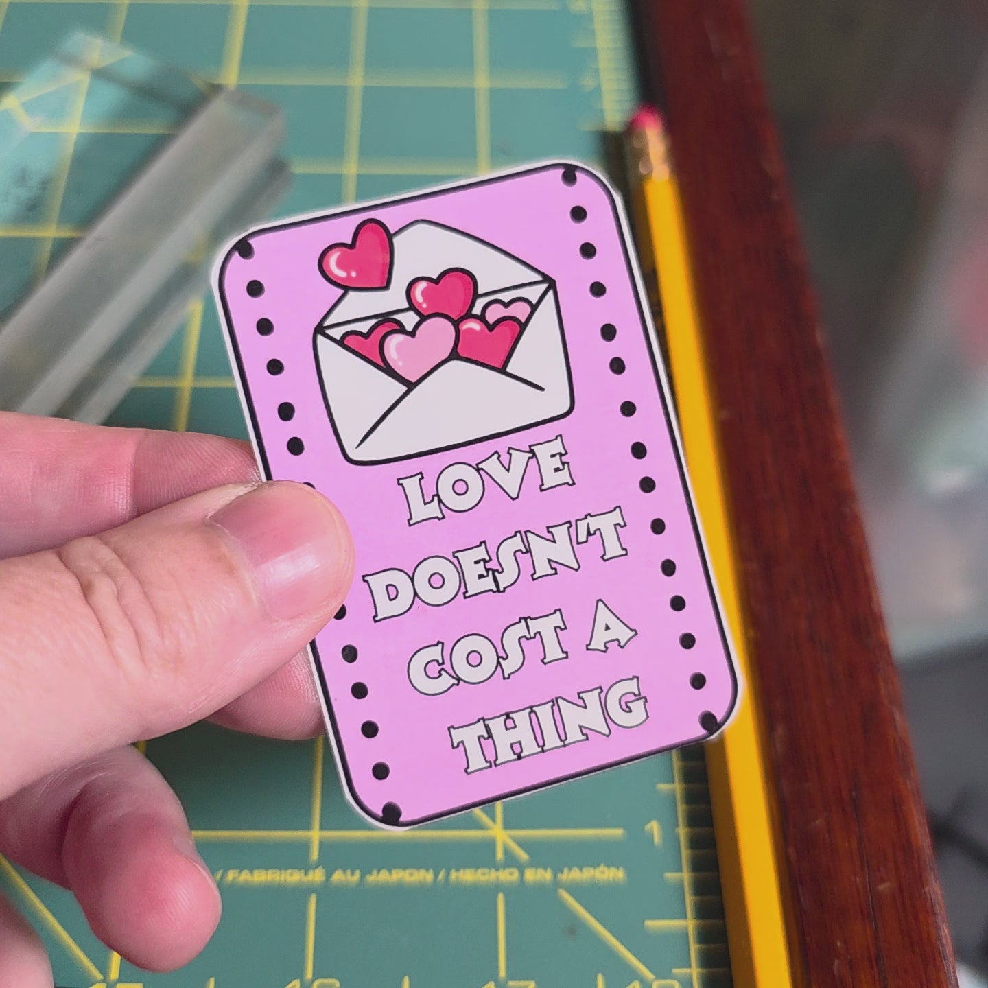 Love Doesn't Cost a Thing pink rectangular sticker.