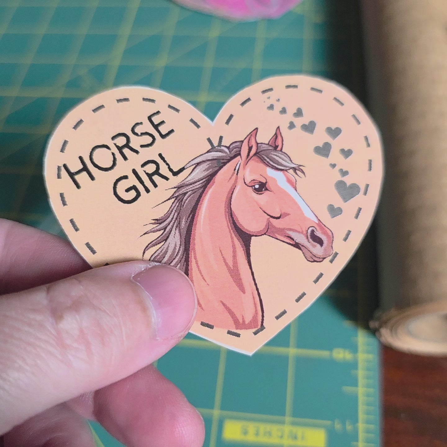 Horse Girl heart sticker. 3 x 2.5 inches. Small size.
