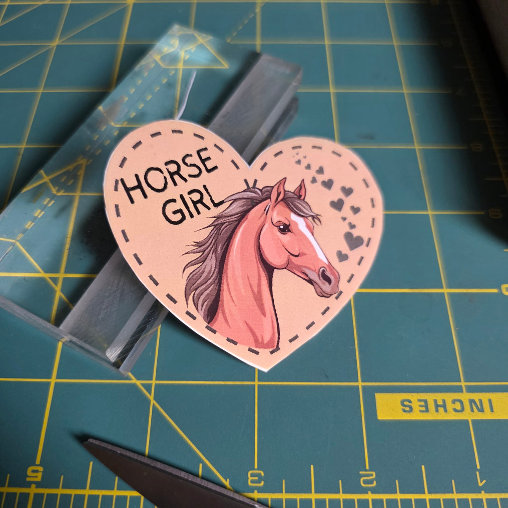 Horse Girl heart sticker. 3 x 2.5 inches. Small size.