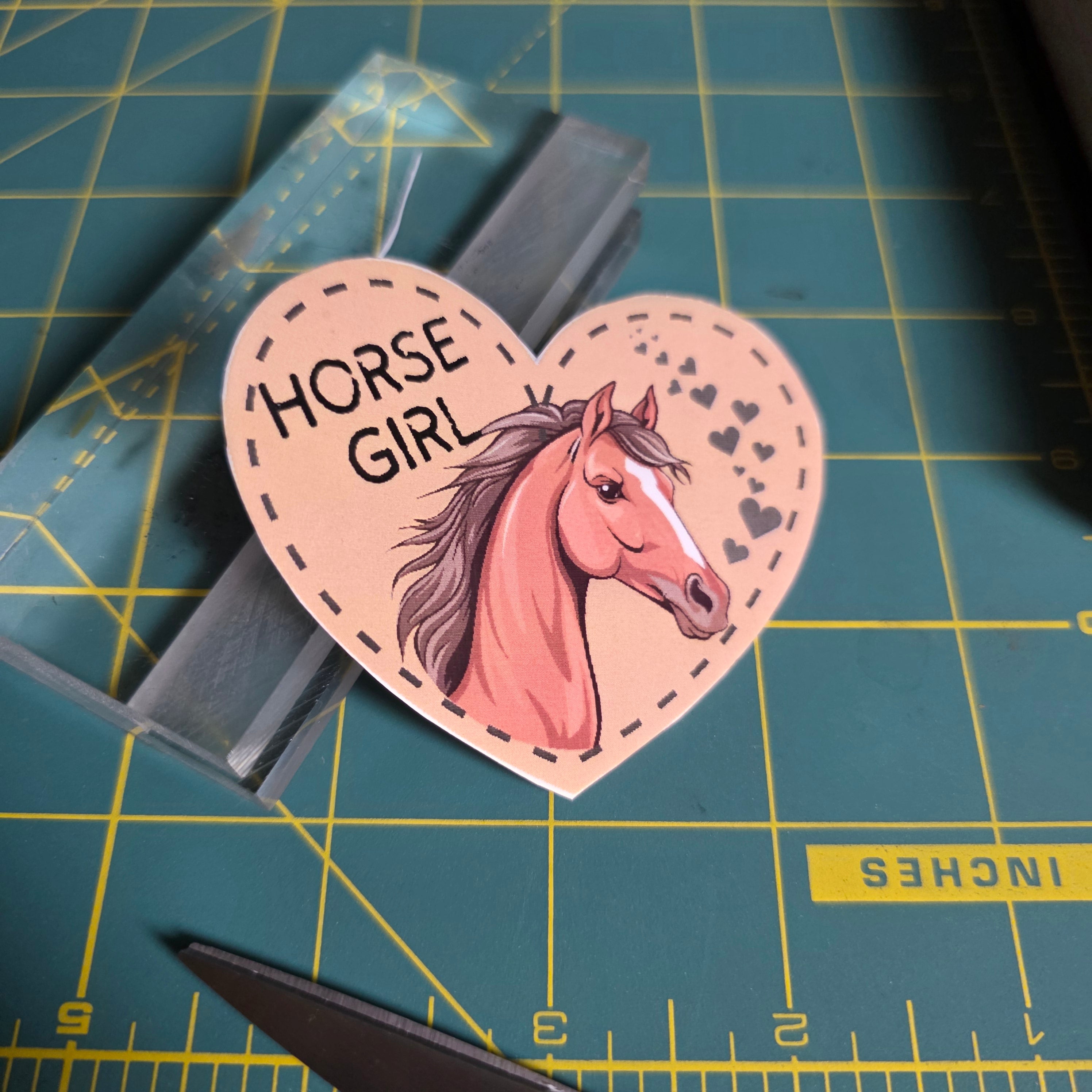 Horse Girl heart sticker. 3 x 2.5 inches. Small size.