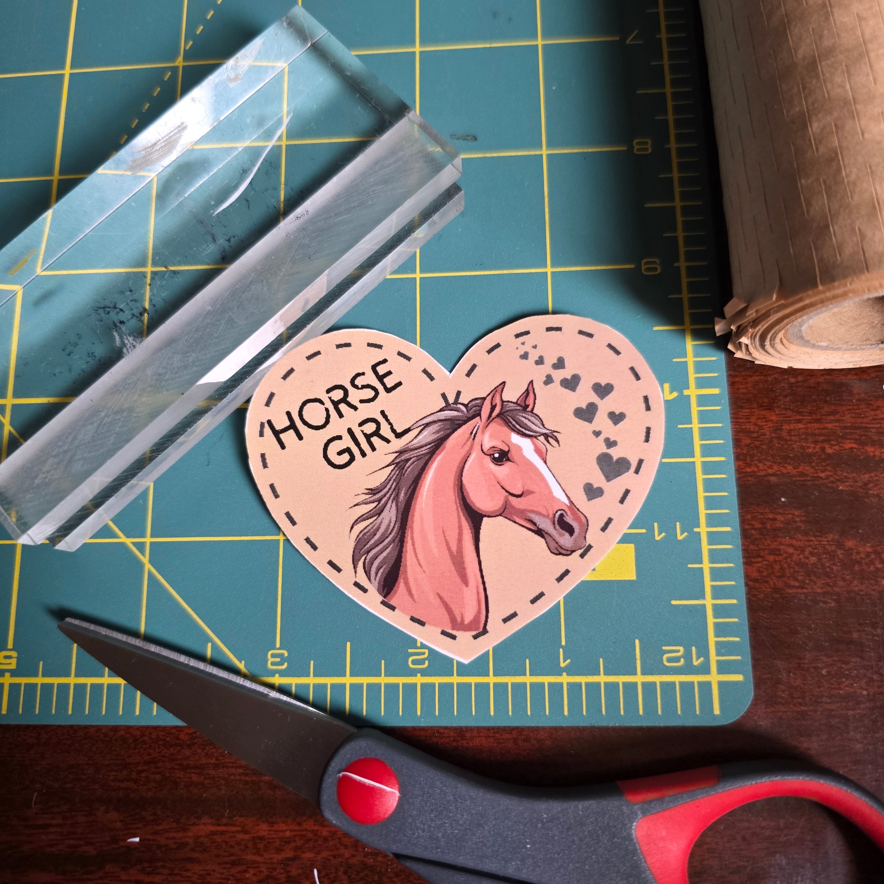 Horse Girl heart sticker. 3 x 2.5 inches. Small size.