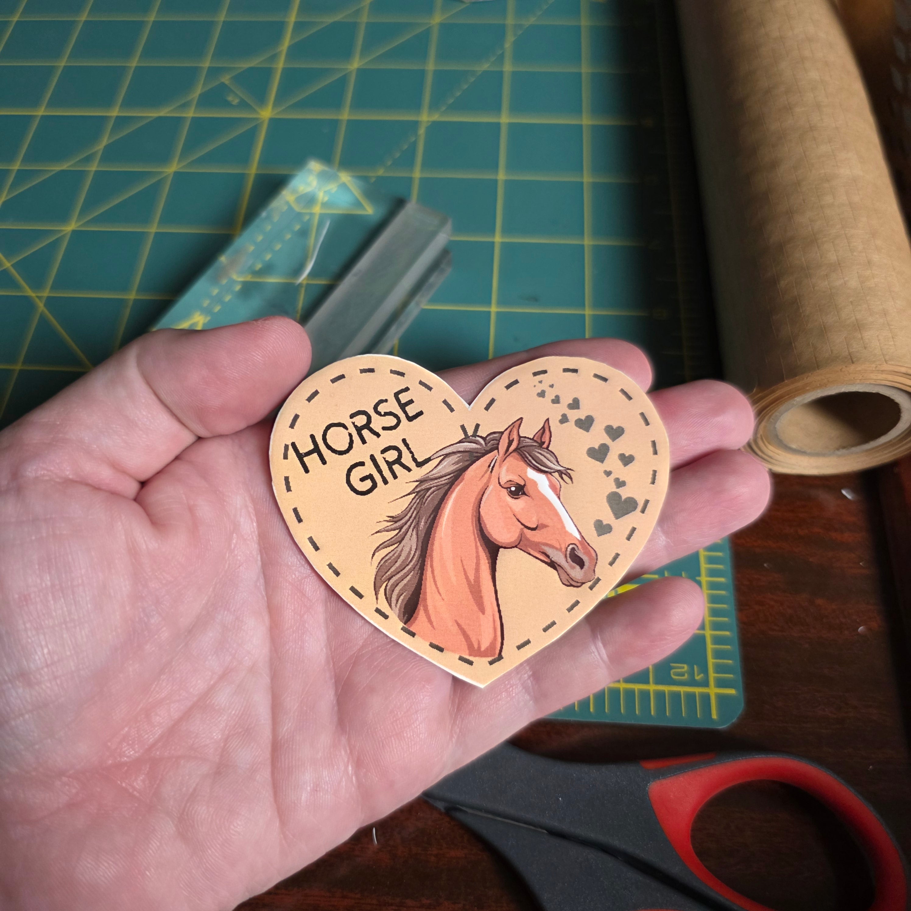 Horse Girl heart sticker. 3 x 2.5 inches. Small size.